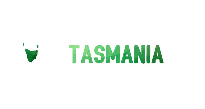 Green polygonal mosaic map of Tasmania, TAS - political part of Australia