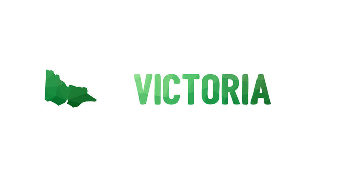 Green polygonal mosaic map of Victoria, VIC - political part of Australia
