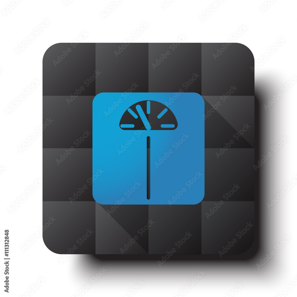 Wall mural flat personal scale icon on black app button with drop shadow