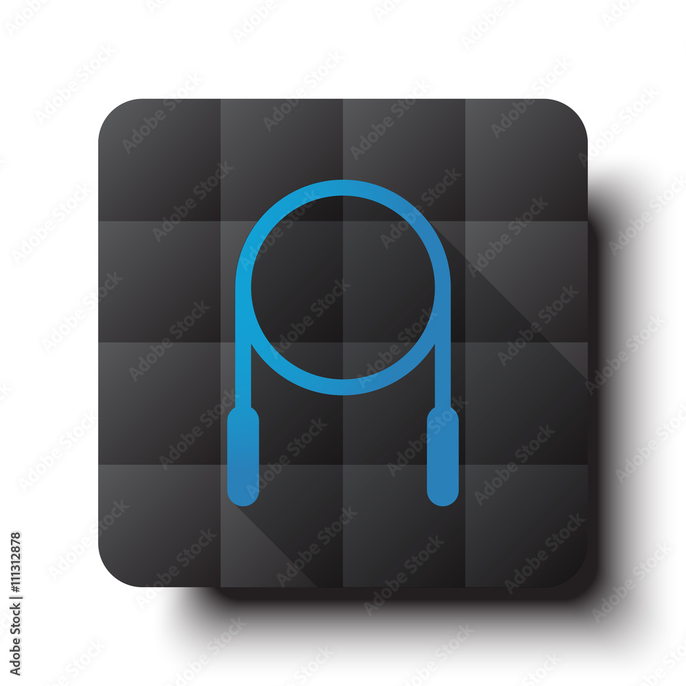 Wall mural flat skipping rope icon on black app button with drop shadow