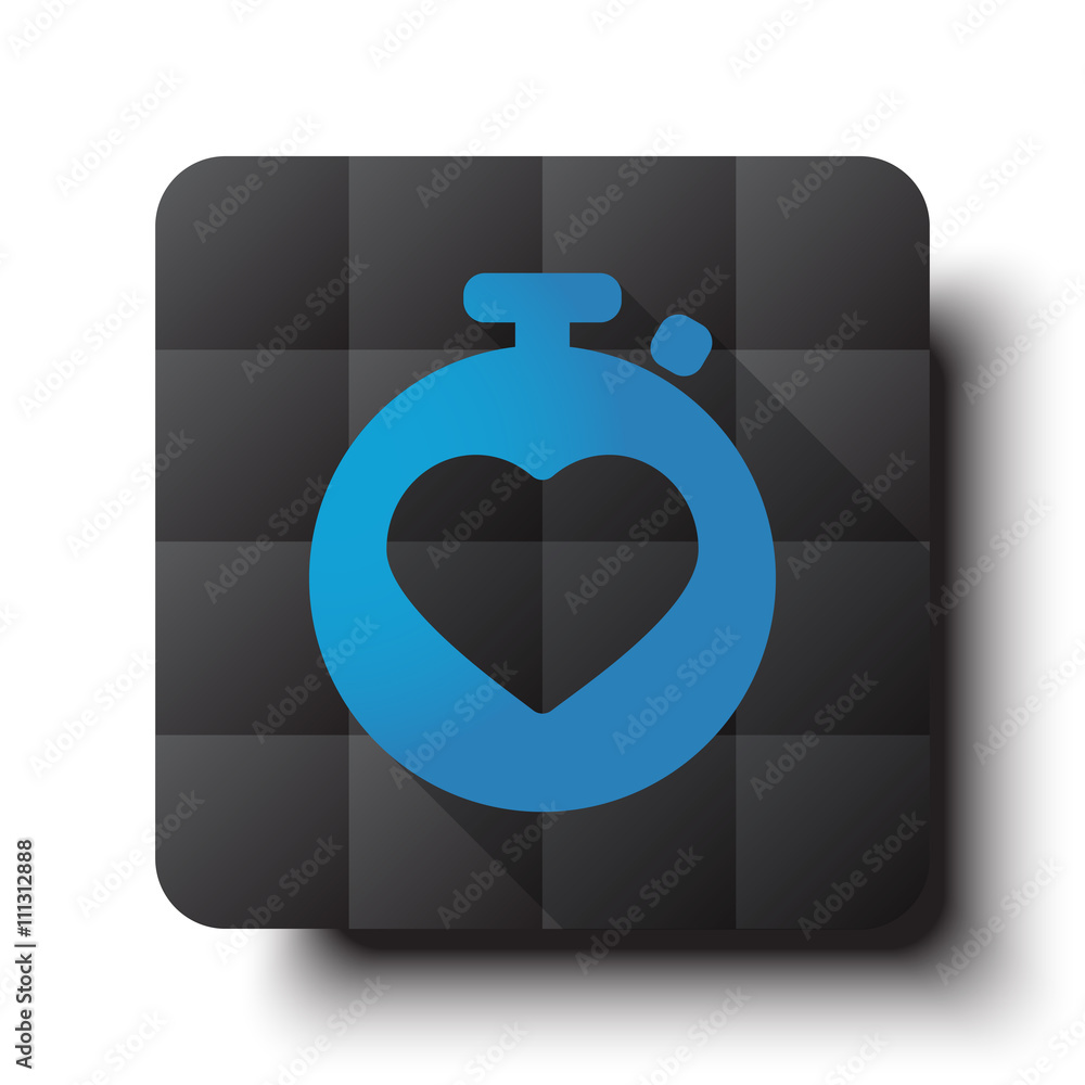 Wall mural flat heart rate monitor icon on black app button with drop shado