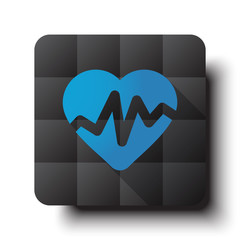 Flat Heart Rate Pulse icon on black app button with drop shadow