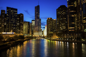 Fototapeta na wymiar Chicago along the river