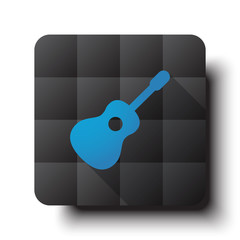 Flat Guitar icon on black app button with drop shadow