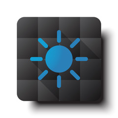 Flat Sun icon on black app button with drop shadow