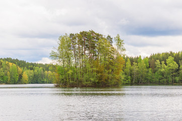 Small island on the lake in Finland