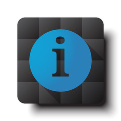 Flat Information icon on black app button with drop shadow