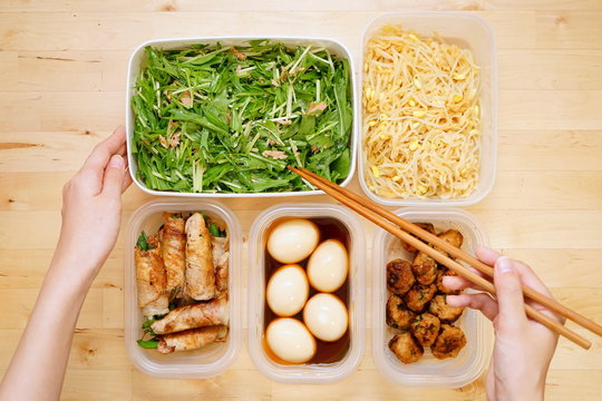 作りおき タッパー 保存食 冷蔵庫 チルド お弁当 おかず お惣菜 / store foods for lunch box in refrigerator 