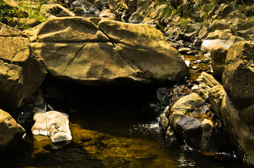 Detail of rocks in water at Black river gorge, west Serbia