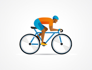 Fototapeta premium cyclist riding on bicycle, vector illustration and poster