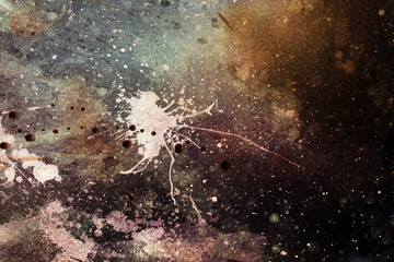 abstract painting with blurry and stained structure. Color effect and Computer collage.