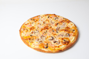 Fresh pizza on white background