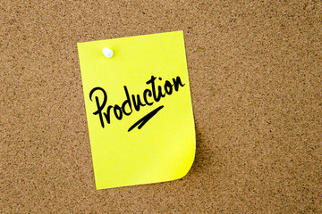 Production written on yellow paper note