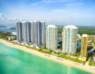 Fototapeta na wymiar Miami Beach skyline aerial view