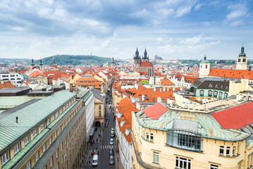 Fototapeta na wymiar aerial view of street in old town, Prague, Czech Republic