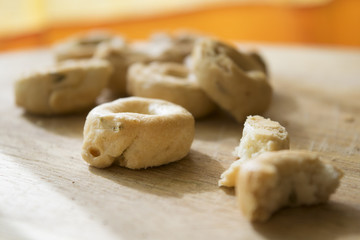 taralli or toroidal Italian snack foods