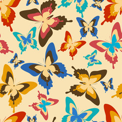 Stylish seamless pattern with colorful butterflies