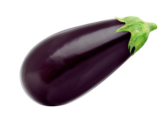 Eggplant isolated on white background, with clipping path - obrazy, fototapety, plakaty