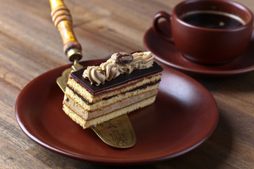 Coffee cake on wooden table
