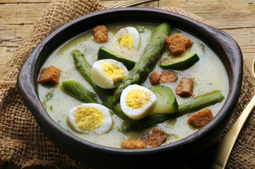 Cucurbita pepo Asparagus officinalis Gartenkürbis Zucchine Courges Asparagi Dynia zwyczajna Тыква обыкновенная crema Zucchini Gemüsespargel Espárrago Szparag lekarski Crème Spargelcreme