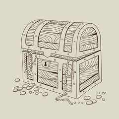 Vector Illustration of a Hand Drawn Treasure Chest
