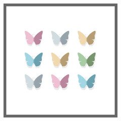 Obraz na płótnie Canvas Vector Illustration of a Background with Pastel Colored Paper Butterflies