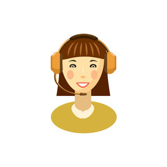 Female customer support operator with headset icon