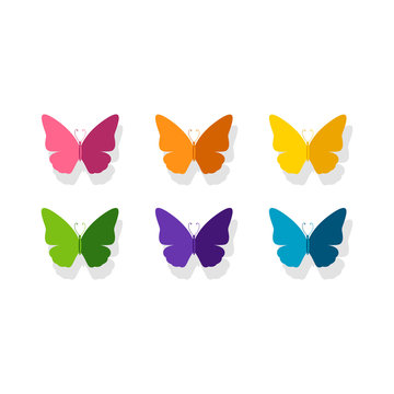 Vector Illustration of a Background with Colorful Paper Butterflies