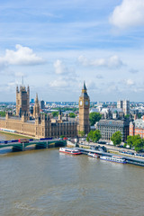 Fototapeta premium London, England - June 30, 2008: The wiew of the city center from the 'British Airways London Eye'