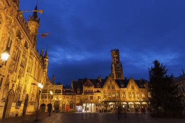 Fototapeta na wymiar Bruges City Hall on Burg Square
