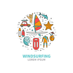 Obraz premium Windsurfing icons in the form circle