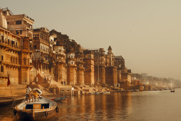 VARANASI, INDIA - November 2015. Ganga river in Varanasi, India.