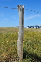 Rondin de bois de cl&ocirc;ture de bord de mer (Bretagne)