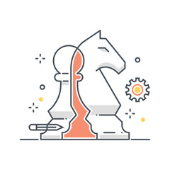 Color line, chess knight illustration © howcolour
