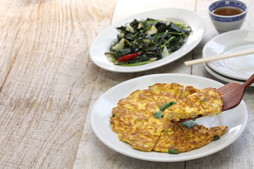 taiwanese cuisine, dried radish omelet, stir fried sweet potato leaves