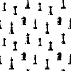 Set of chess figures. Chess elements complete collection. Black and white chess figures. Flat style chess pieces isolated. Vector illustration.