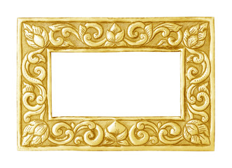 old decorative silver frame - handmade, engraved - isolated on w