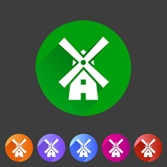 Mill windmill icon flat web sign symbol logo label set