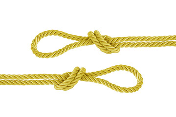 gold rope knot isolated on white
