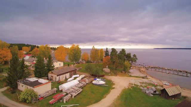 The aerial view of the small village of Kasmu. KĆ&curren;smu is a village in Vihula Parish LĆ&curren;Ć&curren;ne-Viru County in northern Estonia on the territory of Lahemaa National Park.