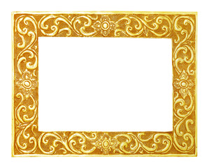 old decorative frame - handmade, engraved - isolated on white ba