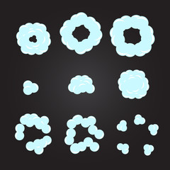 Explode animation. Cartoon smoke explosion vector