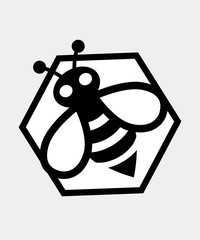 Bee in the hexagon. Vector icon