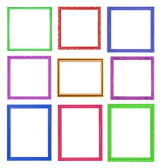 The collection colorful frames on the white background