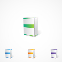 Boxes with colored labels.