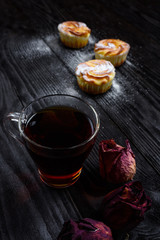 Black tea in a glass cup