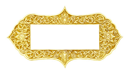 old decorative gold frame - handmade, engraved - isolated on whi