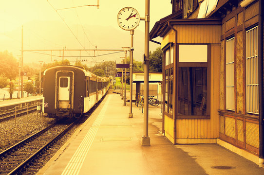 Fototapeta Last train moves away.