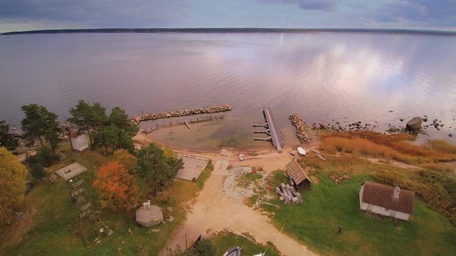 The big ocean with rocky shore in Kasmu. Big rocks forming on the seaside fronting the small town of Kasmu in Estonia