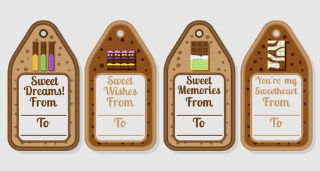 Sweet chocolate tags set